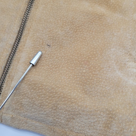 Vintage A.M.I. Camel Suede Leather Jacket | Knit Sleeves‎ & Collar Womens Sz LHO - Picture 7 of 12